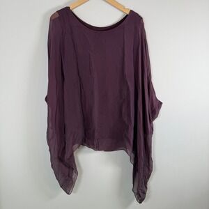 NEW Tina Stephens Sofia Kaftan 100% Silk Pullover Poncho 3/4 Sleeve One Size NWT